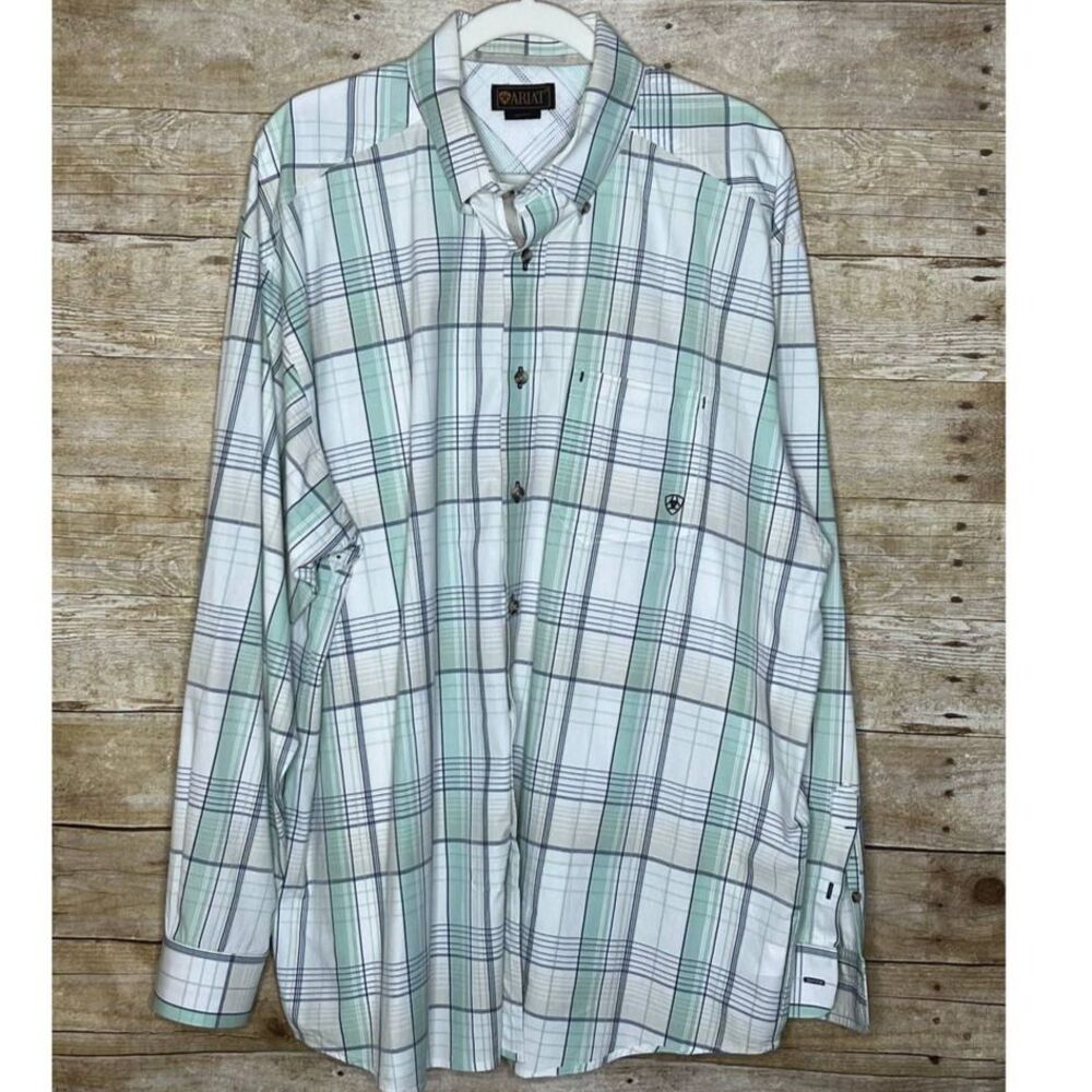 ARIAT PLAID CASUAL WORK WESTERN RODEO RANCH WEAR BUTTON DOWN SHIRT XXL